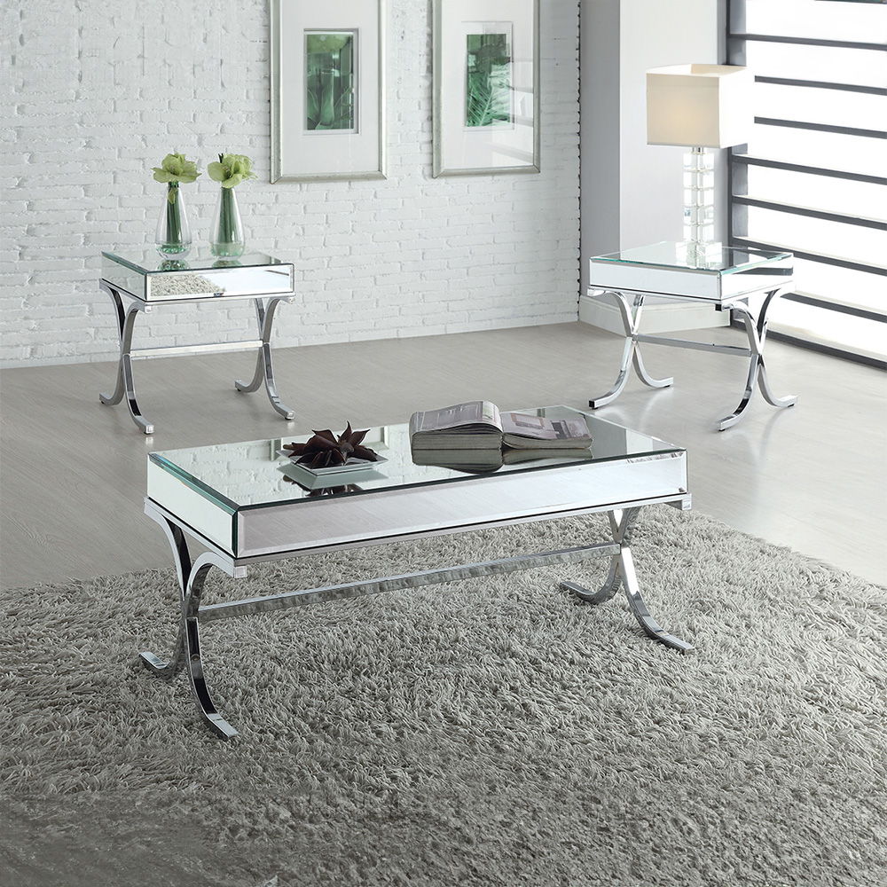 Yuri - End Table - Mirrored & Chrome