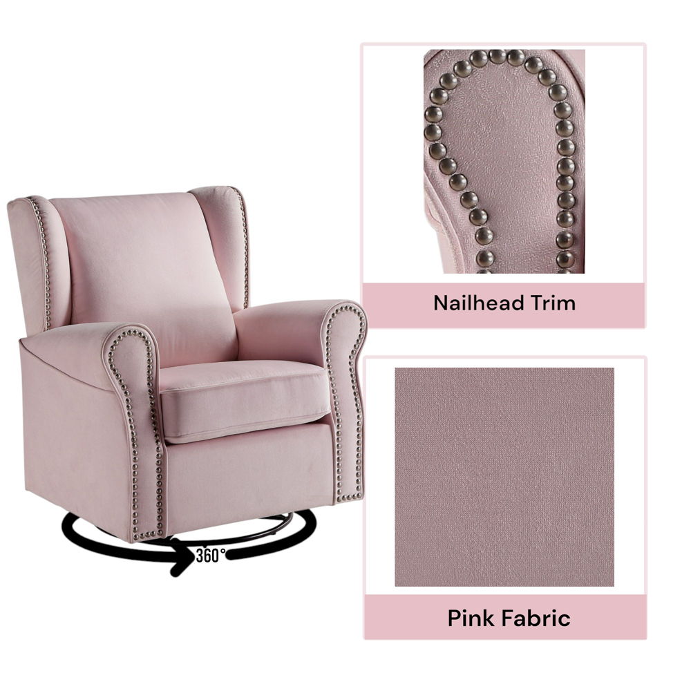 Tamaki - Swivel Chair With Glider - Pink Fabric