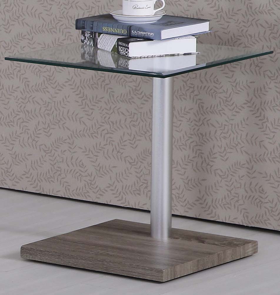 ACME Haden - End Table - Dark Grain & Clear Glass | Meri Furniture