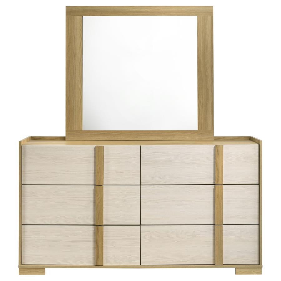 Coaster Fine Furniture Hyland - 6-Drawer Dresser With Mirror - Natural | Meri Furniture