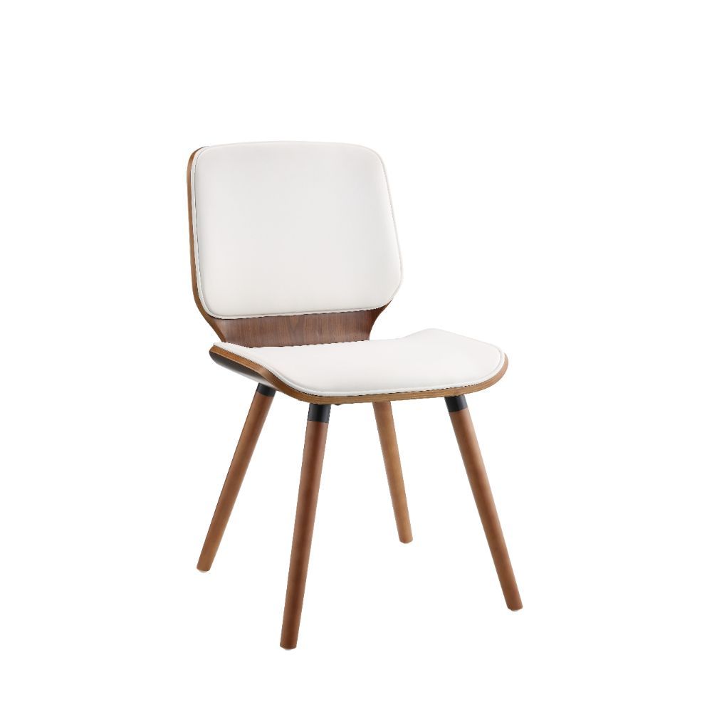 ACME Nemesia - Accent Chair - White PU & Walnut | Meri Furniture