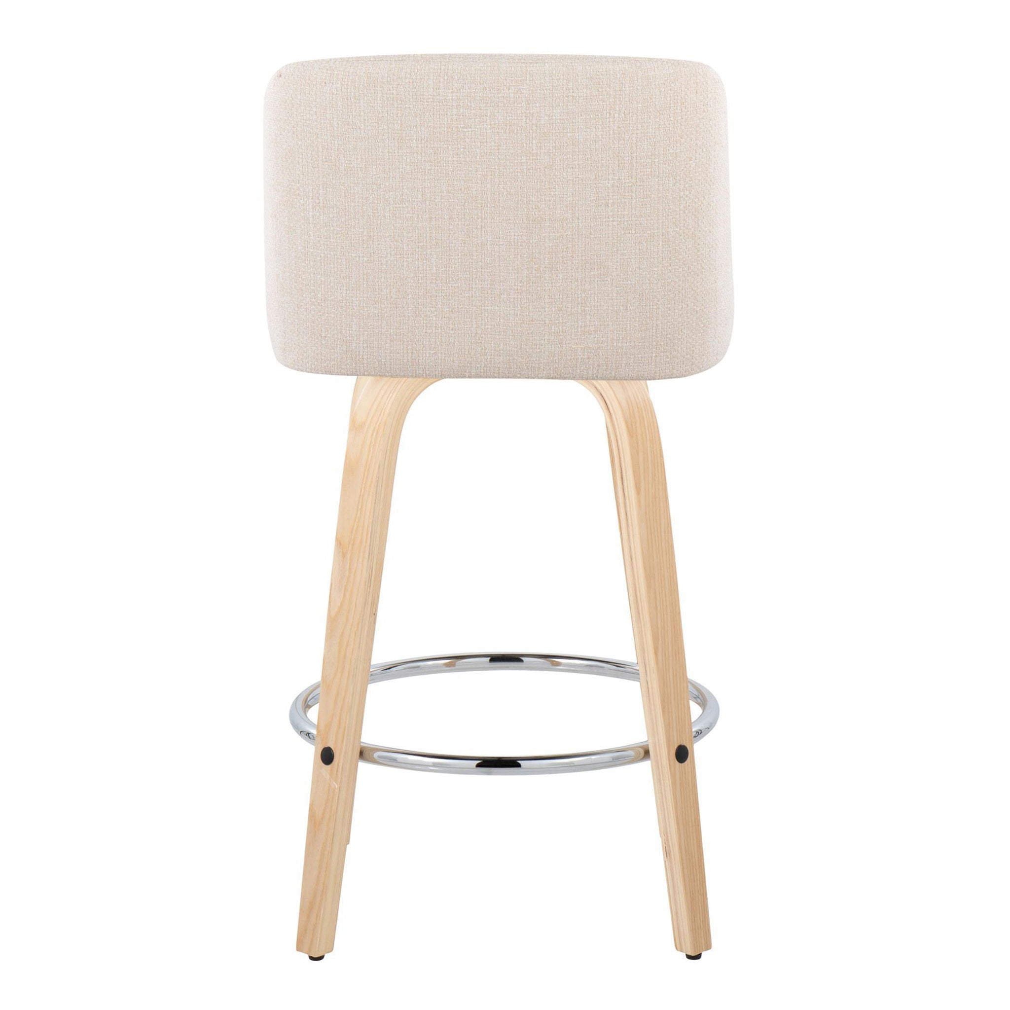Toriano - Contemporary Fixed-Height Counter Stool With Swivel And Round Footrest (Set of 2)