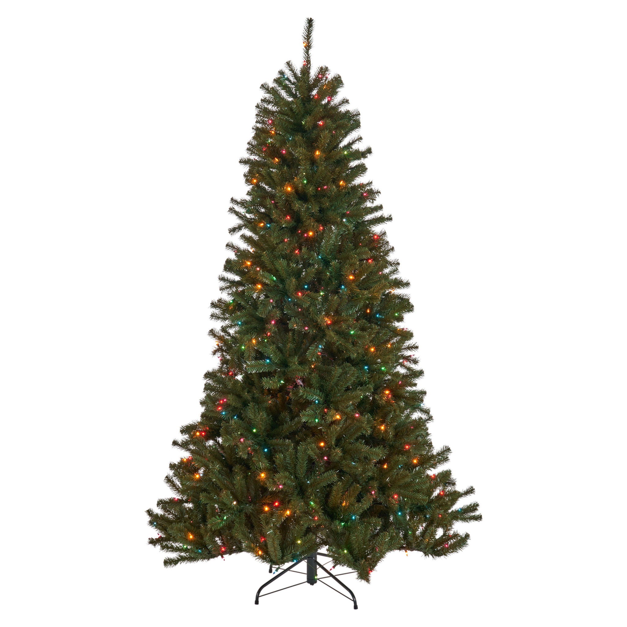 7' Noble Hinged Christmas Tree With 500 Multilights - Green