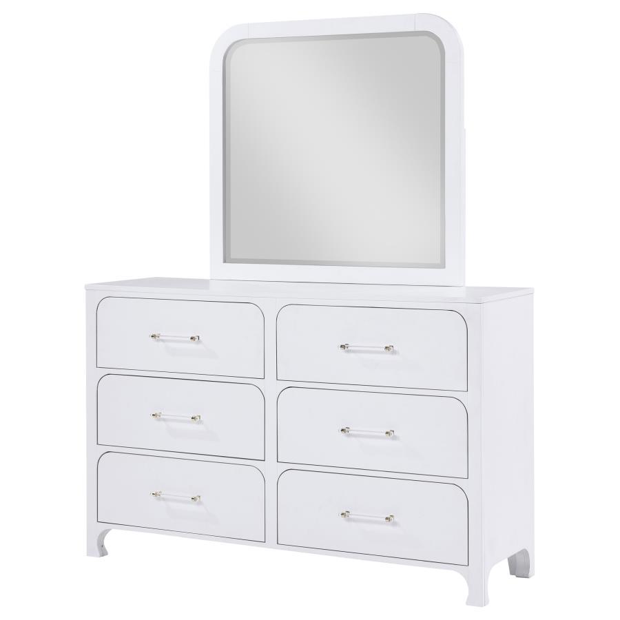 Coaster Fine Furniture Anastasia - 6-Drawer Dresser With Mirror - Pearl White | Meri Furniture