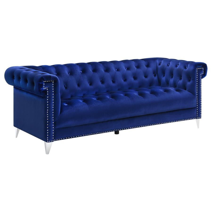 Coaster Fine Furniture Bleker - Upholstered Tuxedo Arm Tufted Sofa - Blue | Meri Furniture