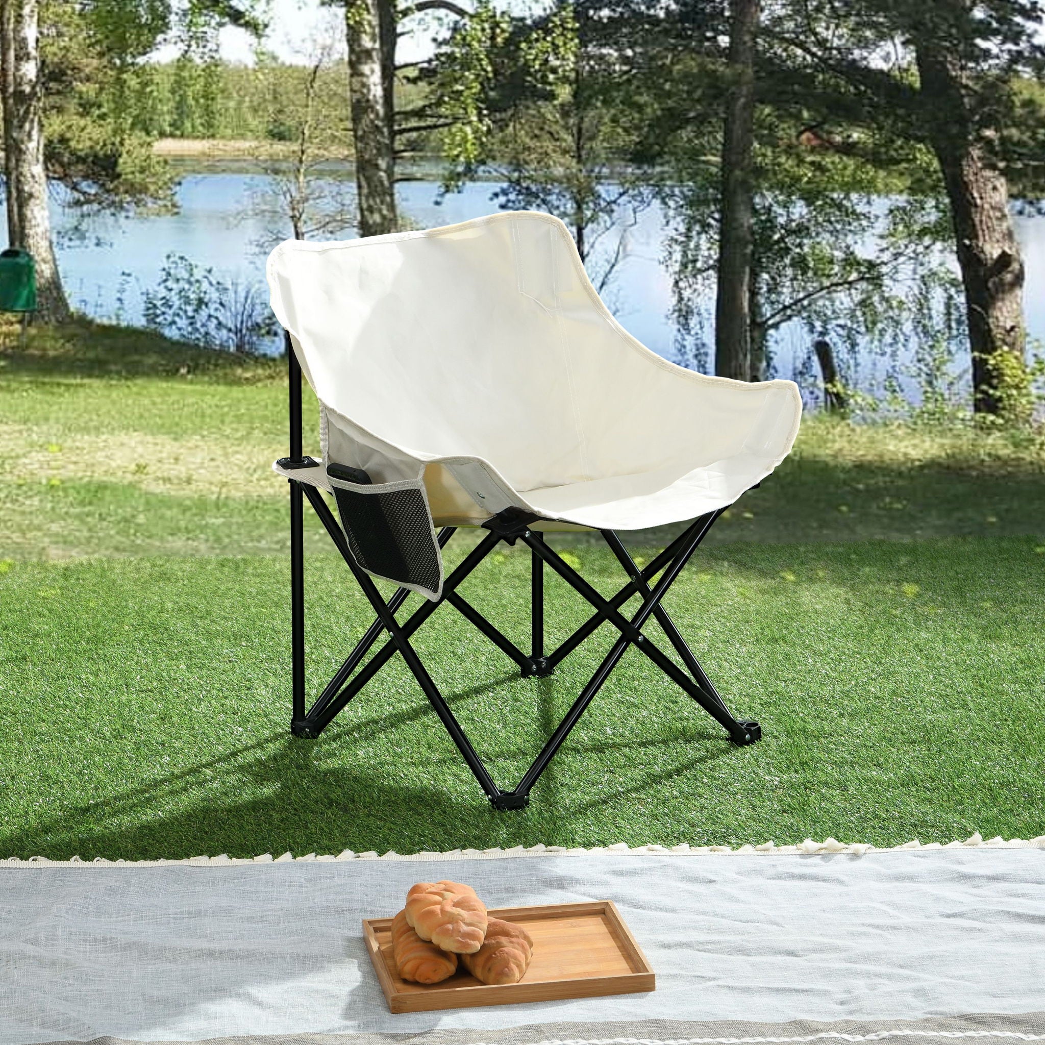 Portable Folding Camping Chairs With Carry Bag (Set of 2)