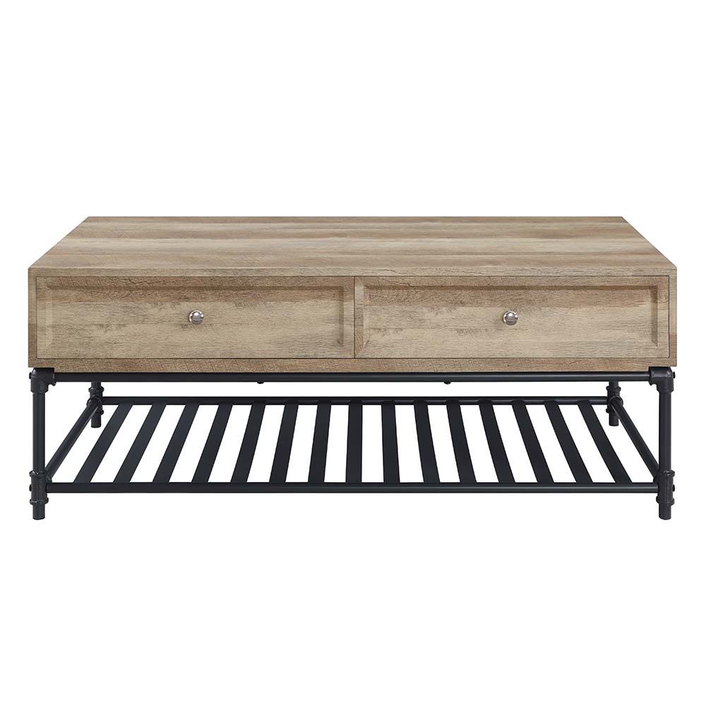 ACME Brantley - Coffee Table - Oak & Sandy Black Finish | Meri Furniture