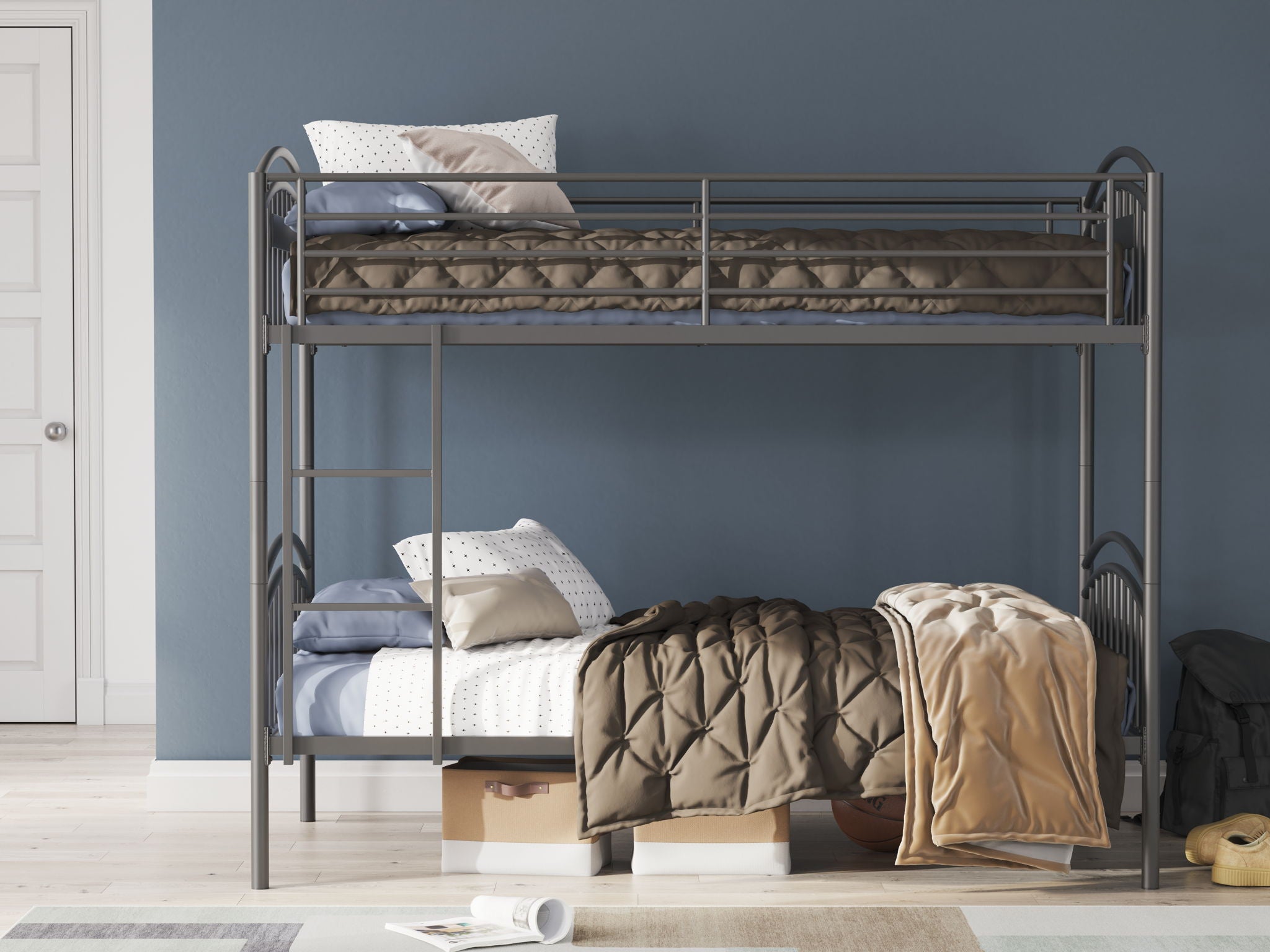 Lanceburg - Twin/Twin Bunk Bed With Ladder - Gray