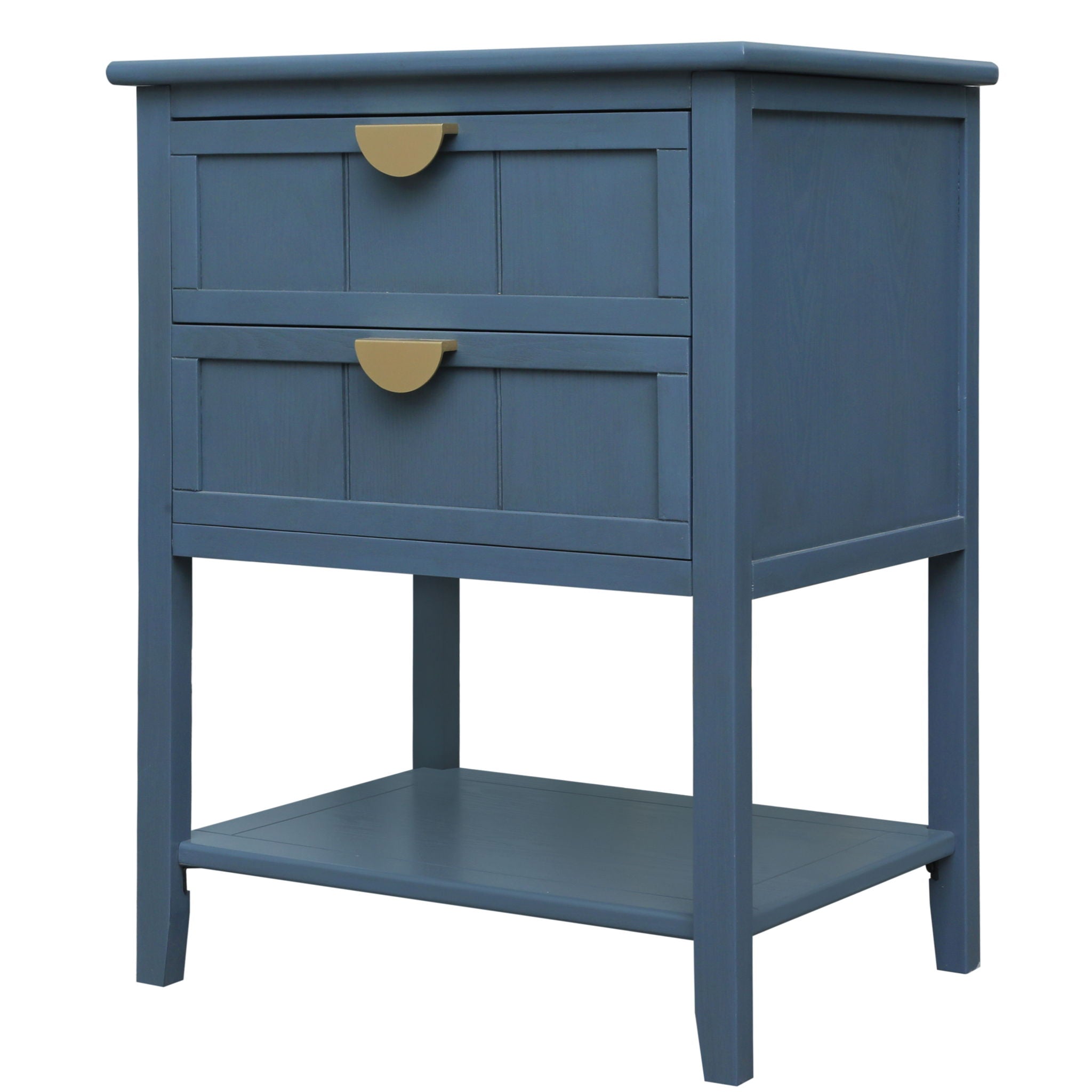 2 Drawer Side Table, American Style, End Table, Suitable For Bedroom, Living Room, Study