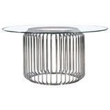 Veena - Round Glass Top Metal Dining Table - Chrome