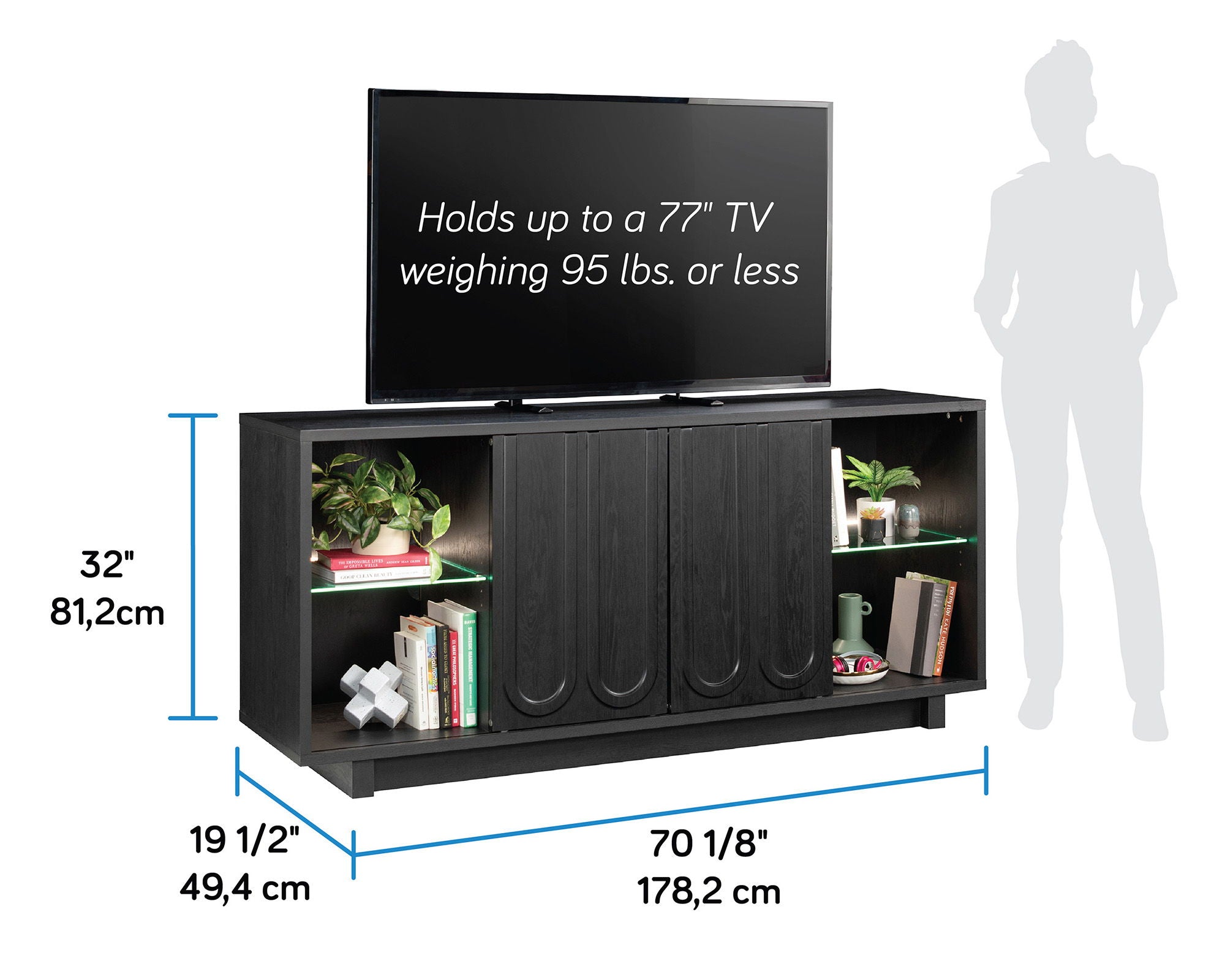 Contemporary TV Credenza in Raven Oak