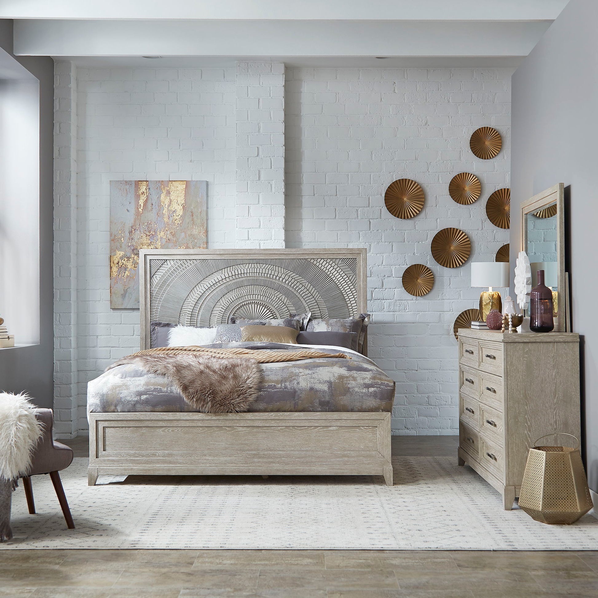 Liberty Furniture Belmar - Panel Bed, Dresser & Mirror | Meri Furniture