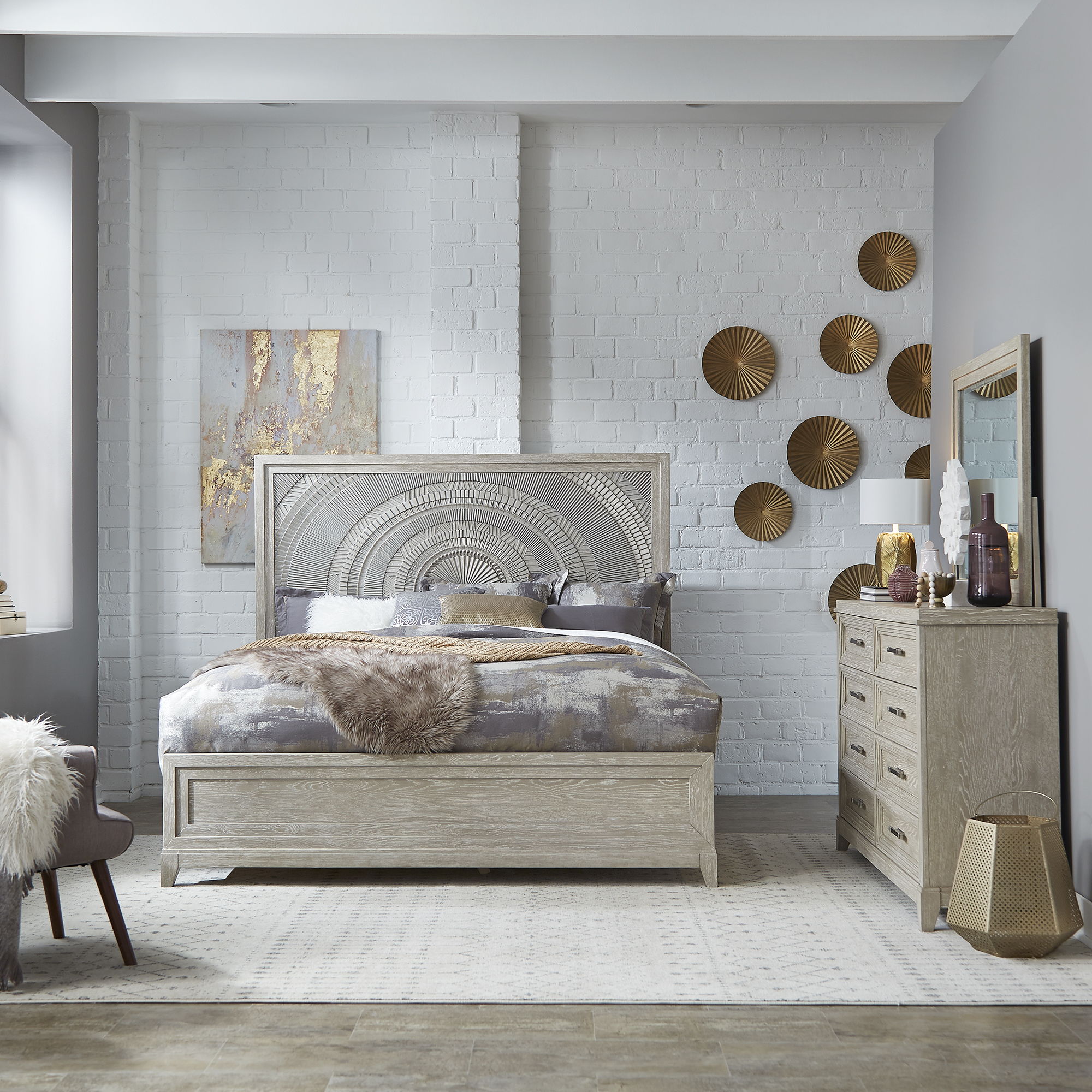 Liberty Furniture Belmar - Panel Bed, Dresser & Mirror | Meri Furniture