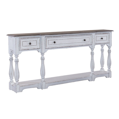 Liberty Furniture Magnolia Manor - 3 Drawer Hall Console Table - White | Meri Furniture