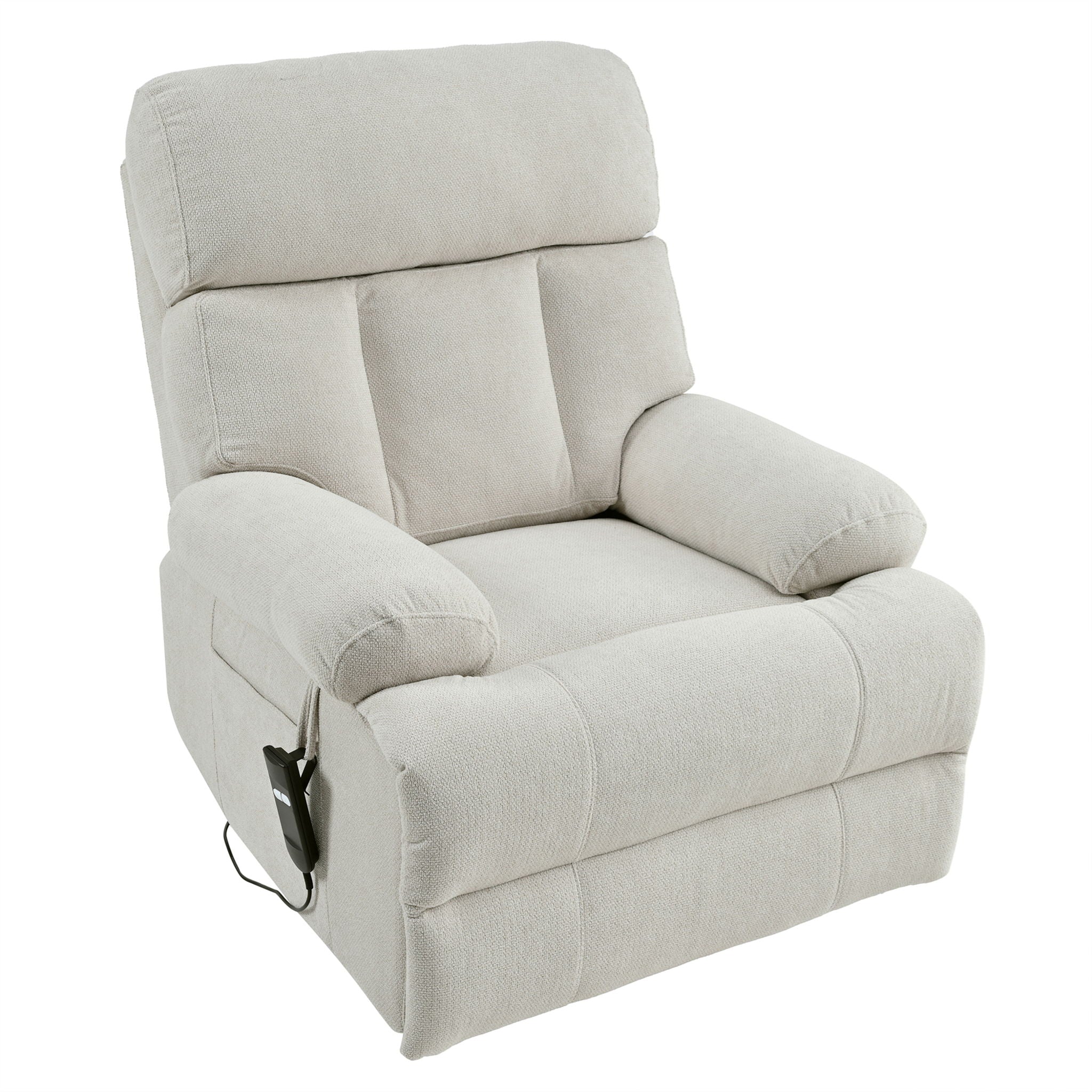 Oversized Power Lift Recliner Chai With Remote Control, Side Pocket, Spacious Seat