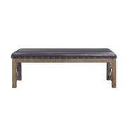 Raphaela - Bench - Black Synthetic Leather & Weathered Cherry