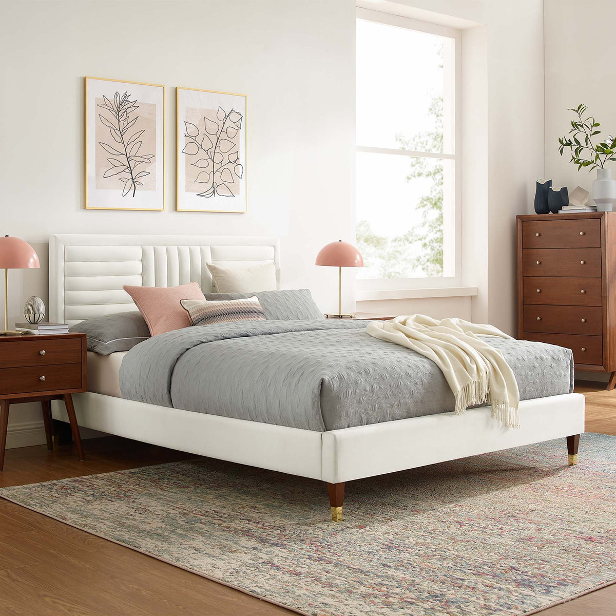 Sofia Channel Tufted Performance Velvet King Platform Bed by Modway