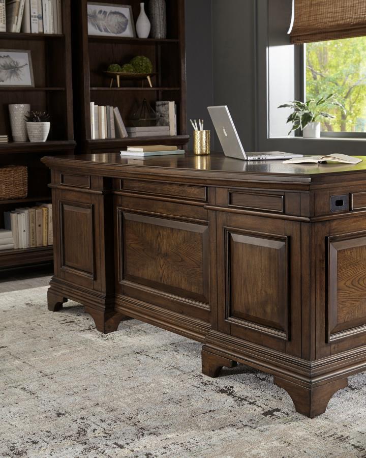 Coaster Fine Furniture Hartshill - 7-Drawer Executive Desk - Burnished Oak | Meri Furniture
