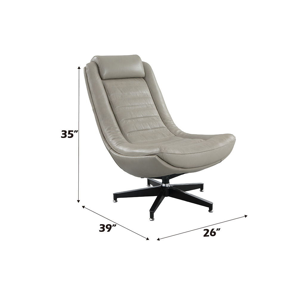 Piran - Accent Chair With Swivel - Twilight Top Grain Leather