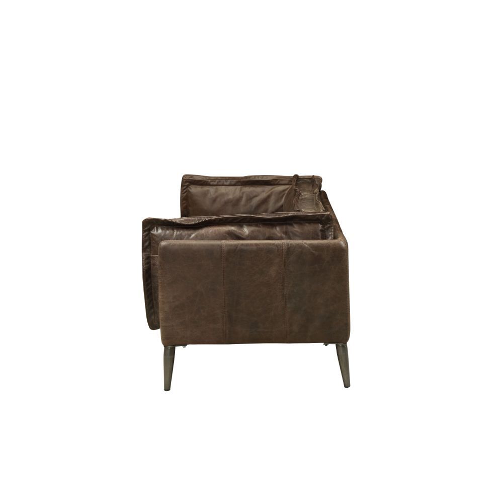 ACME Porchester - Sofa - Distress Chocolate Top Grain Leather | Meri Furniture