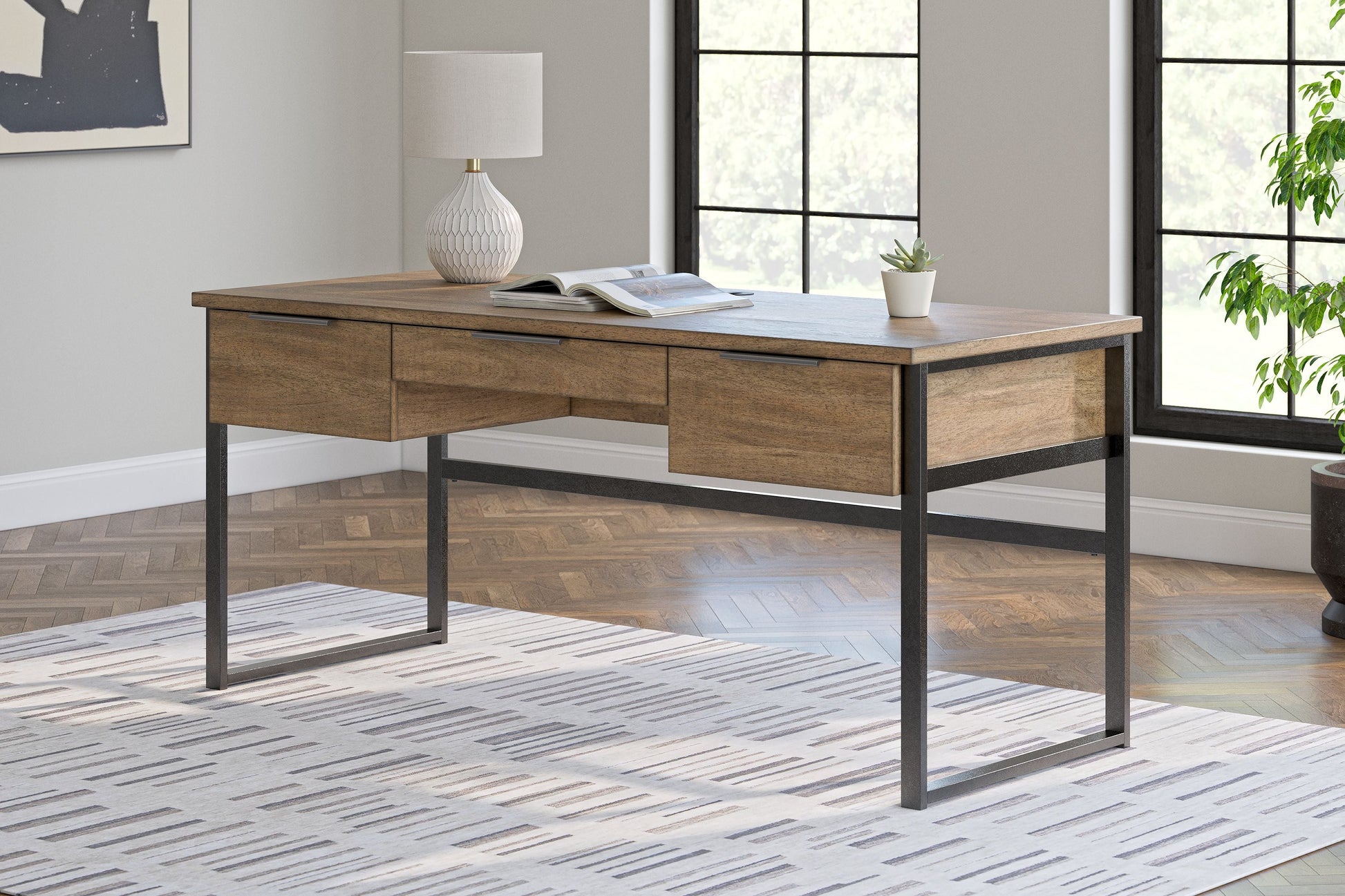Signature Design by Ashley® Montia - Light Brown - Home Office Desk | Meri Furniture