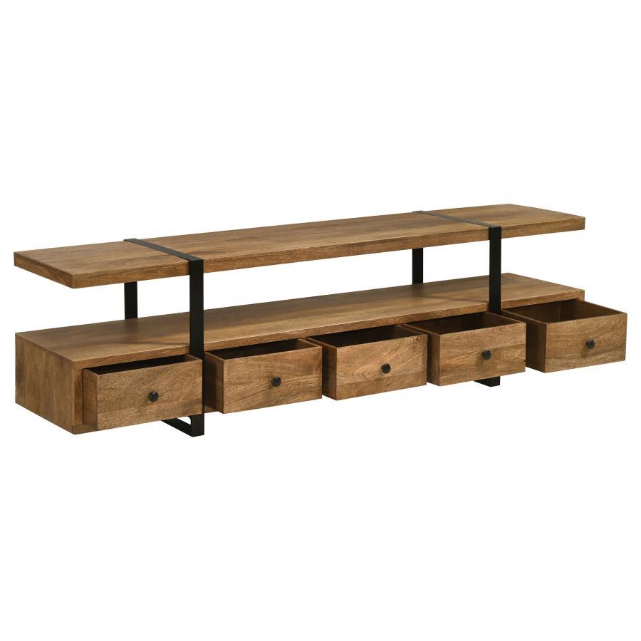 Coaster Fine Furniture Otto - 5-Drawer Mango Wood TV Stand Media Console - Brown | Meri Furniture