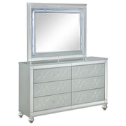 Coaster Fine Furniture Gunnison - 6-Drawer Dresser With Mirror - Silver Metallic | Meri Furniture