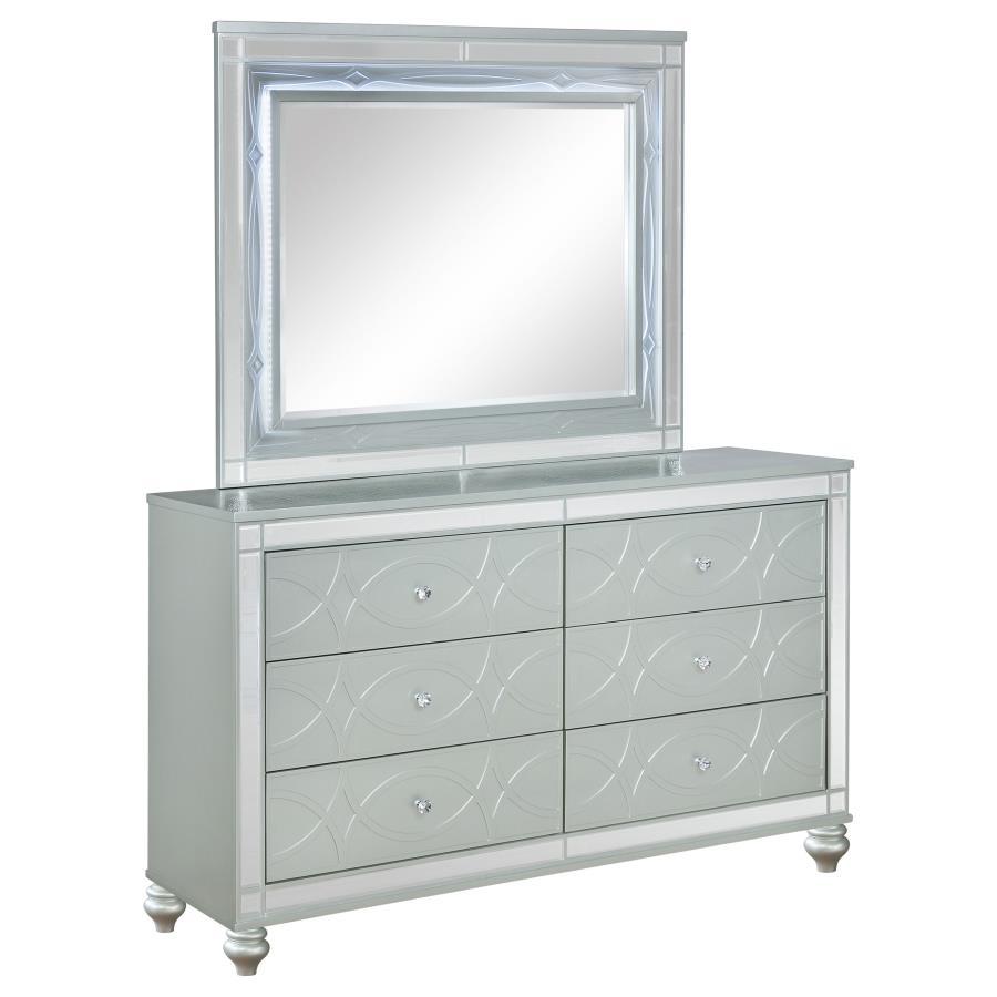Coaster Fine Furniture Gunnison - 6-Drawer Dresser With Mirror - Silver Metallic | Meri Furniture