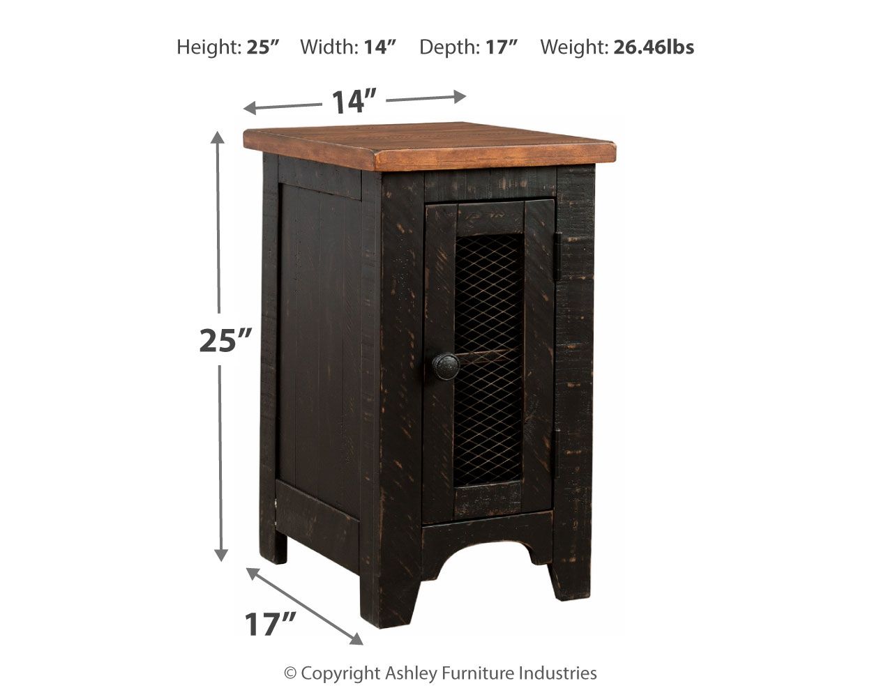 Ashley Furniture Valebeck - Black / Brown - Chair Side End Table | Meri Furniture