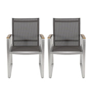 Poetic - Outdoor Dining Chair With Faux Wood Arms And Aluminum Frame (Set of 2) - Gray