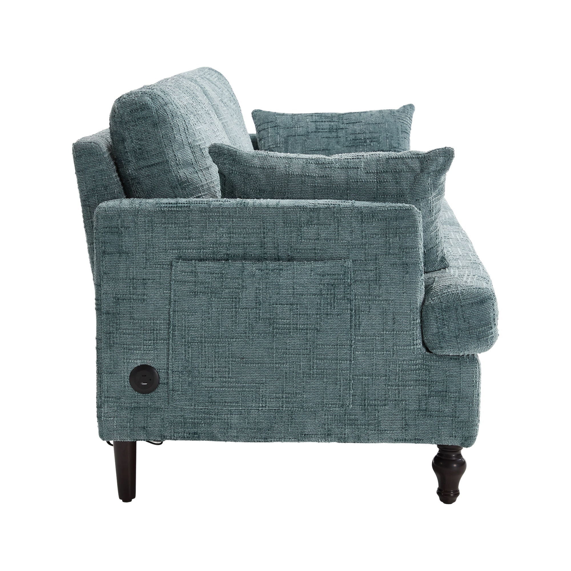 Chenille 2 Seater Sofa With LED Light, USB Charging Port, And Storage Bag