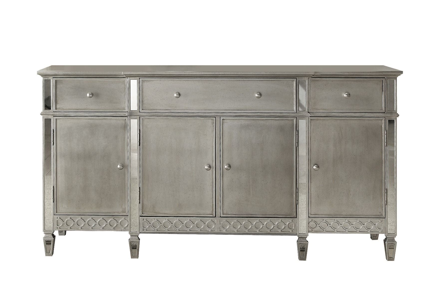ACME Kacela - Server - Mirrored & Antique Silver Finish | Meri Furniture