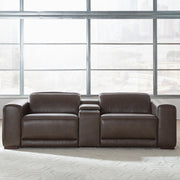 Liberty Furniture Deacon - 3 Piece Loveseat With Console - Boston Charcoal Leather | Meri Furniture