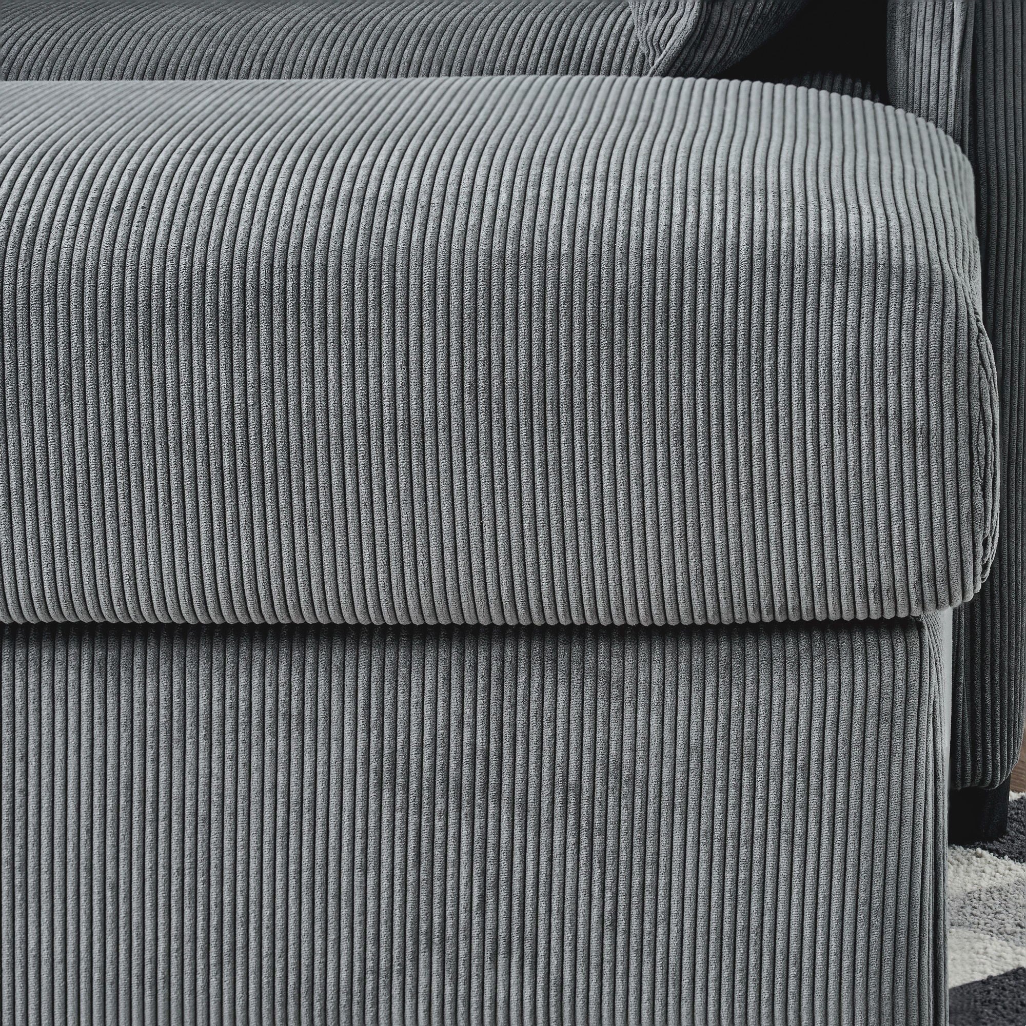 Comfy Corduroy Oversized Chaise Lounge Chair With Ottoman And Storage