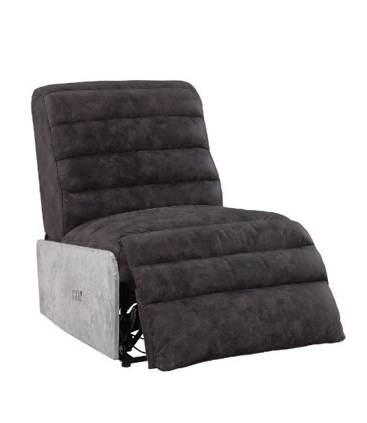 ACME Okzuil - Recliner - 2-Tone Gray Top Grain Leather & Aluminum | Meri Furniture