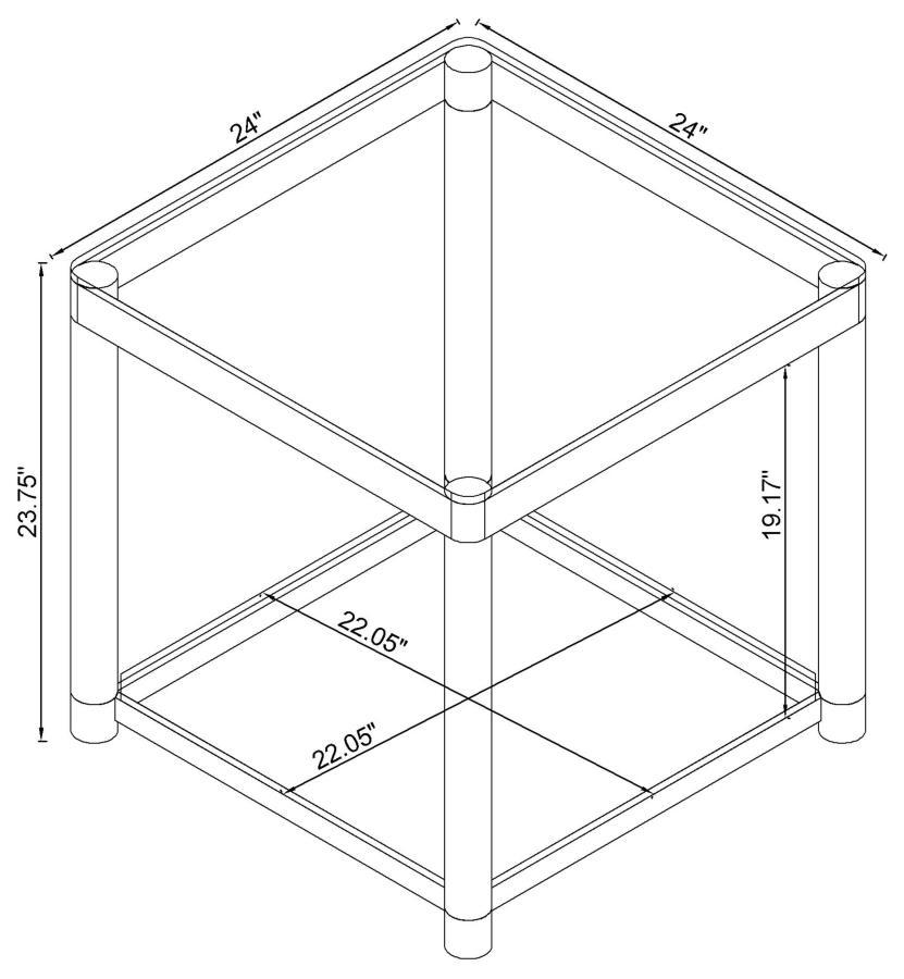 Anne - Square Glass Top Acrylic Leg Side End Table - Chrome