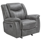 Conrad - Upholstered Padded Arm Glider Recliner - Gray