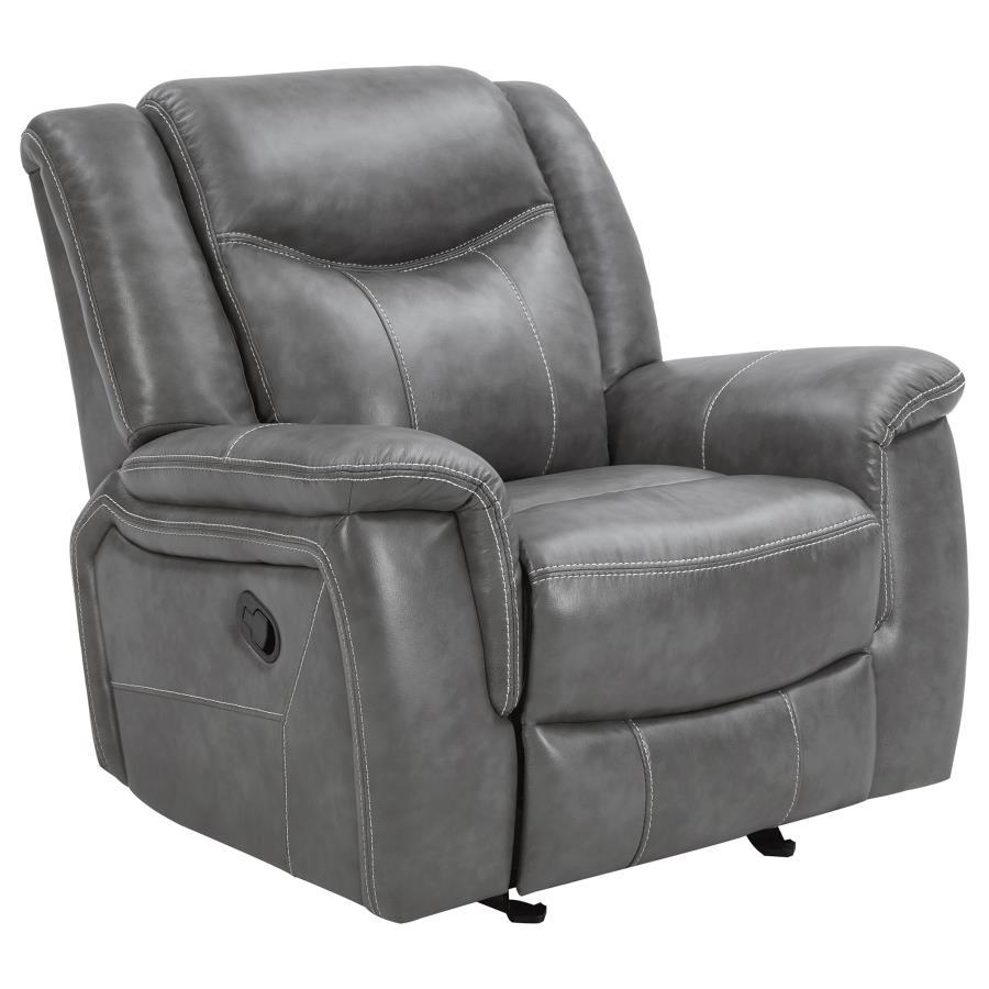 Coaster Fine Furniture Conrad - Upholstered Padded Arm Glider Recliner - Gray | Meri Furniture