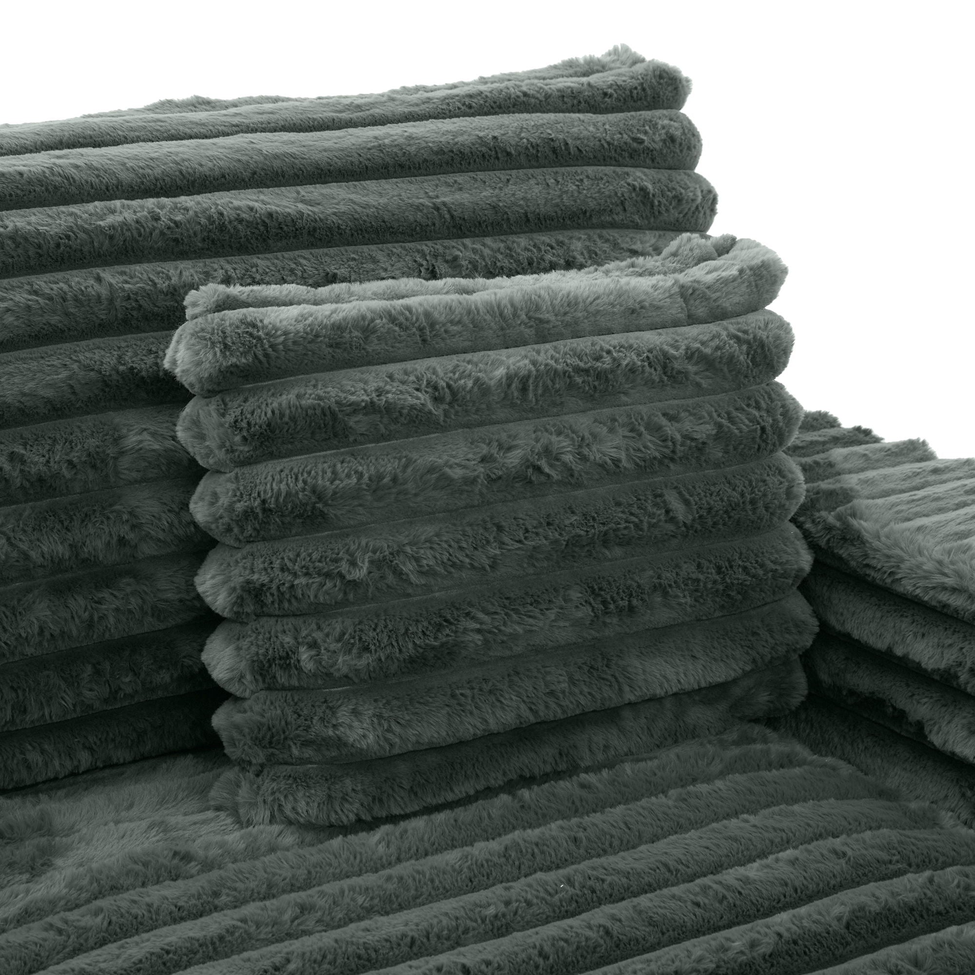 Plush Oversized Double Chaise Lounge Sofa Bed With USB Ports And Cup Holders