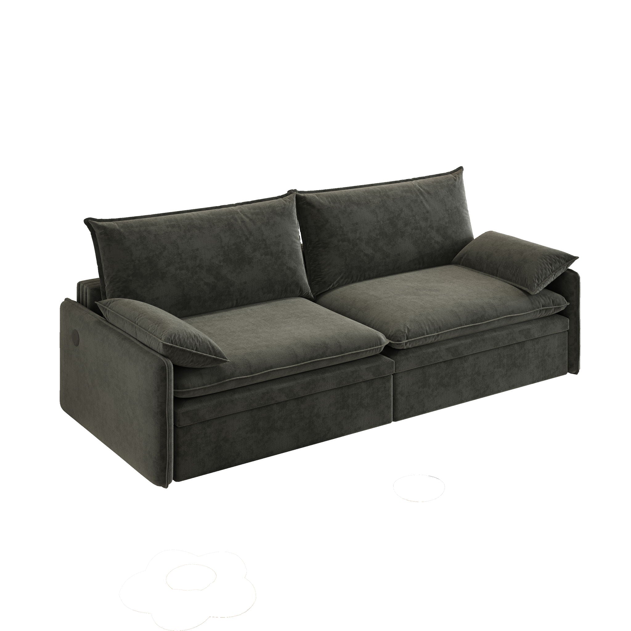 4 Seat Convertible Sleeper Sofa Bed, Modern With Storage