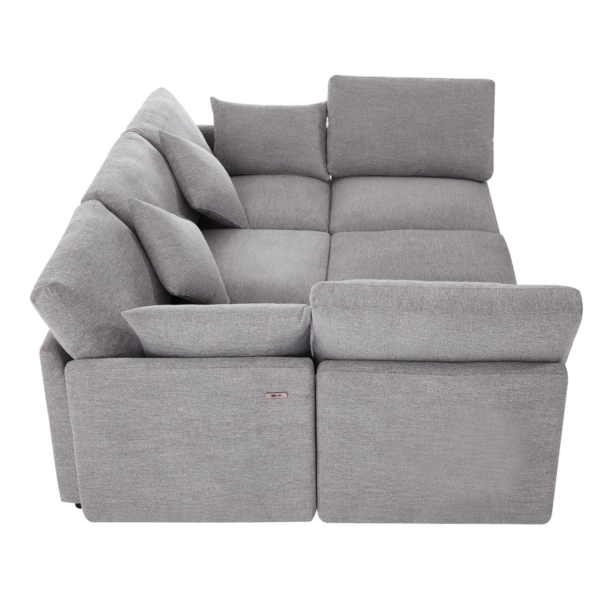 Sectional Sofa Modular U-Shaped With Ottoman & USB Ports