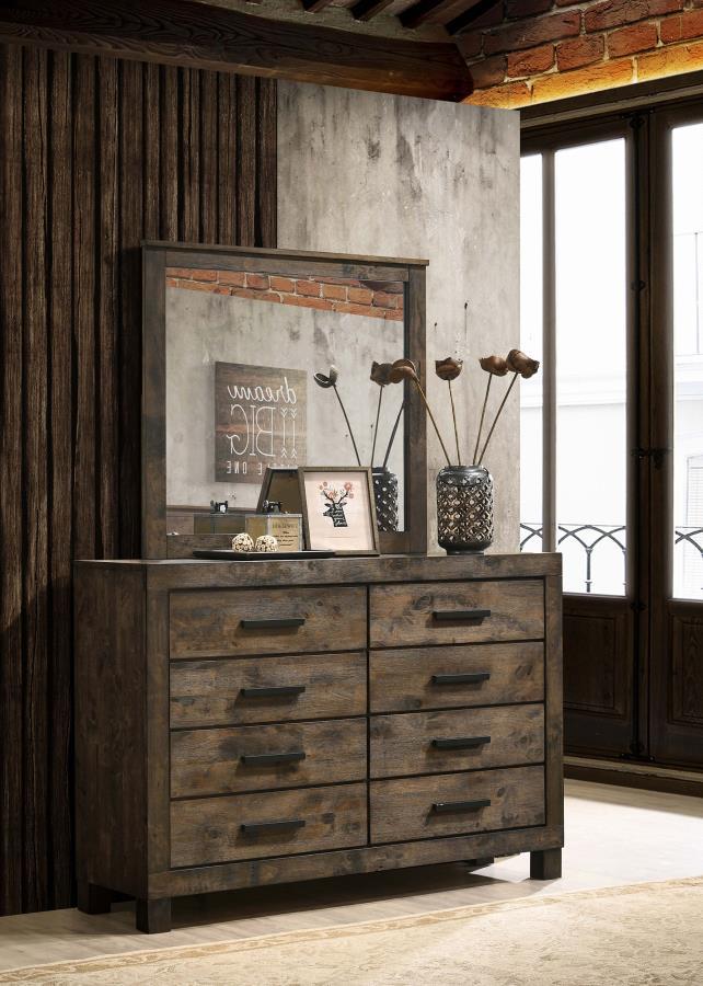 Coaster Fine Furniture Woodmont - 8-Drawer Dresser With Mirror - Rustic Golden Brown | Meri Furniture