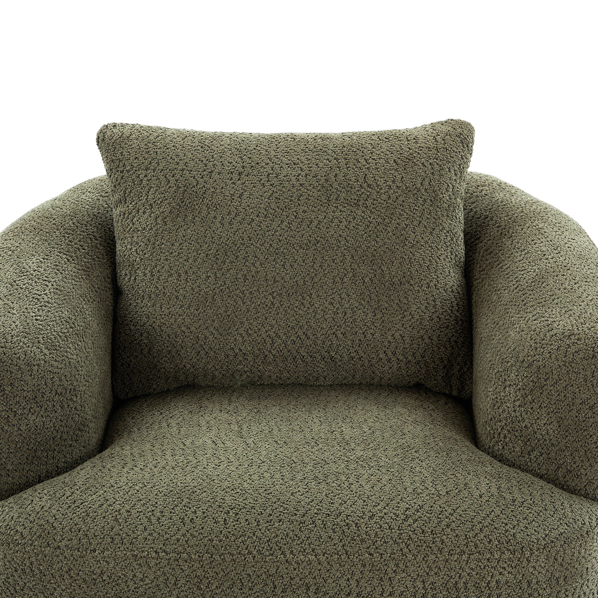 360° Swivel Barrel Sofa Chair With Throw Pillow, Chenille Upholstered Accent Chair