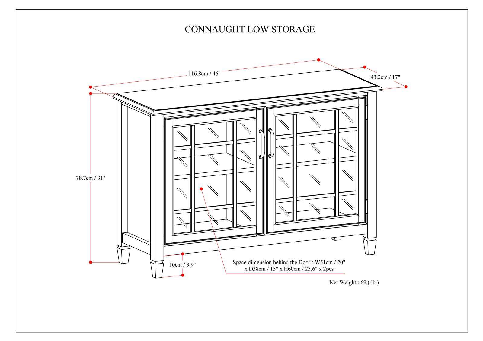 Connaught - Handcrafted Low Storage Cabinet