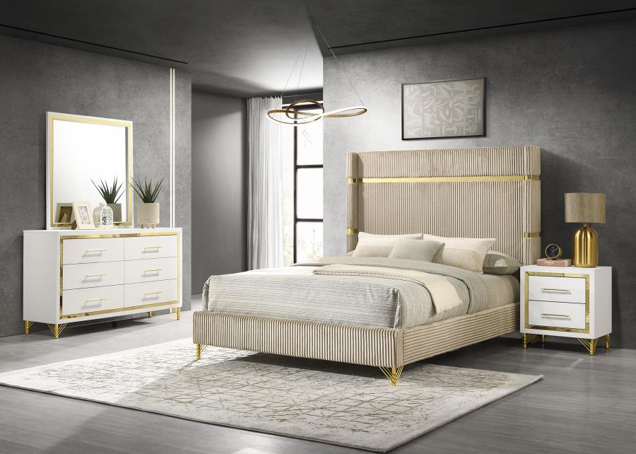 Coaster Fine Furniture Lucia - Bedroom Set With Upholstered Wingback Panel Bed | Meri Furniture