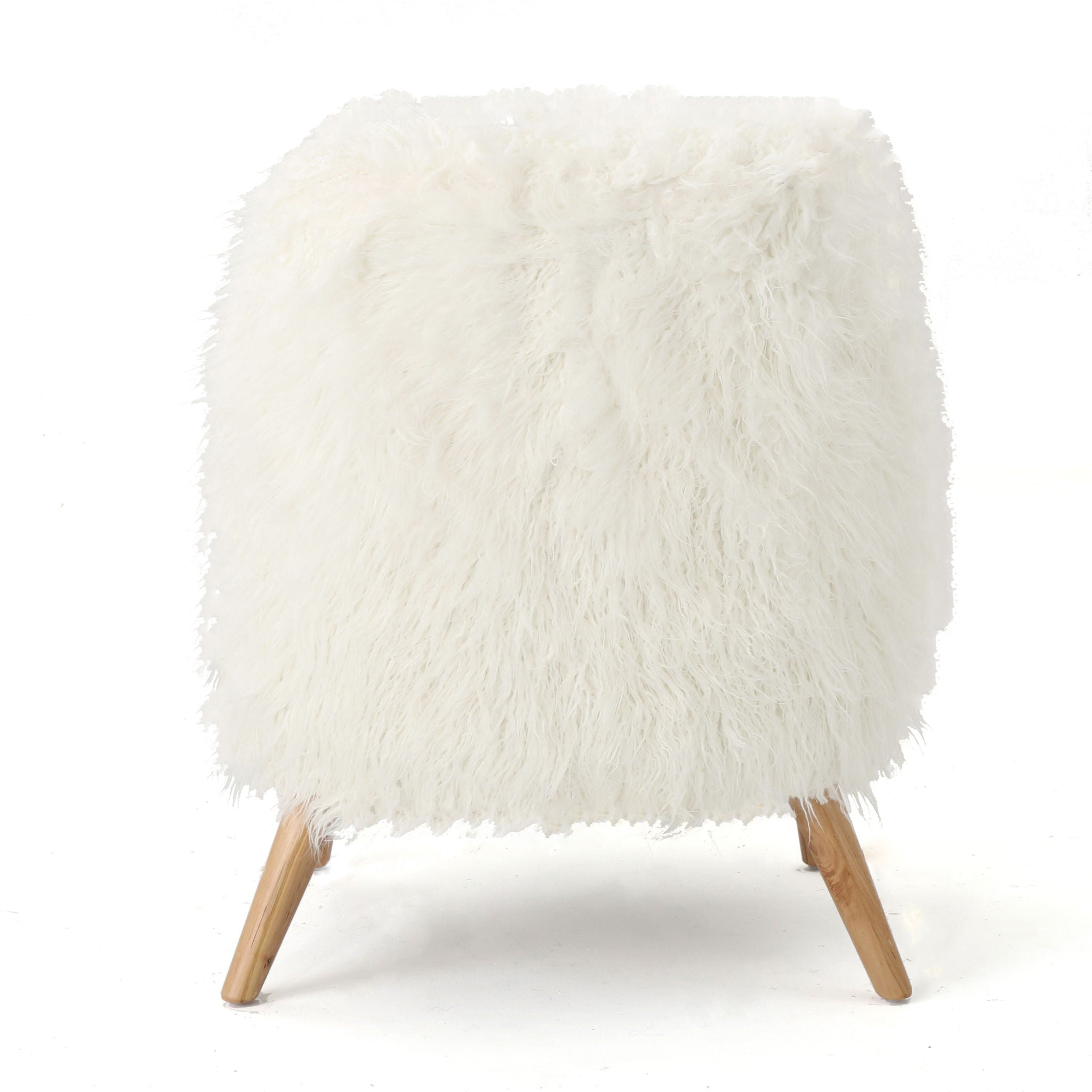 Modern Glam Club Chair With Shaggy Textures - White