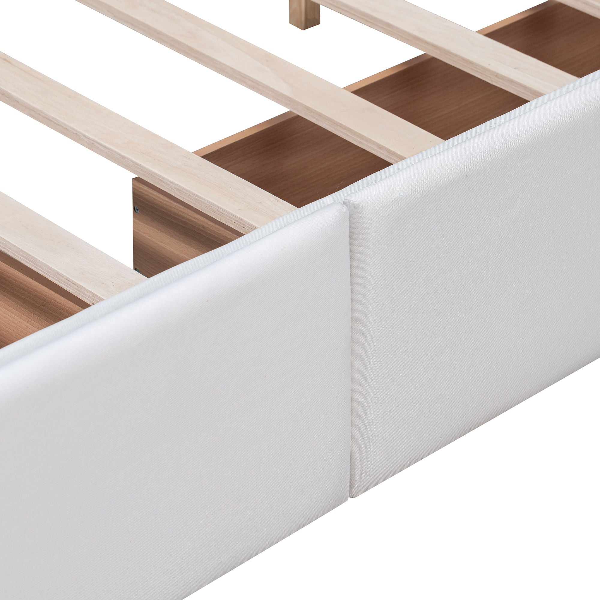 Upholstered Platform Bed With Classic Headboard And Drawers, No Box Spring Needed