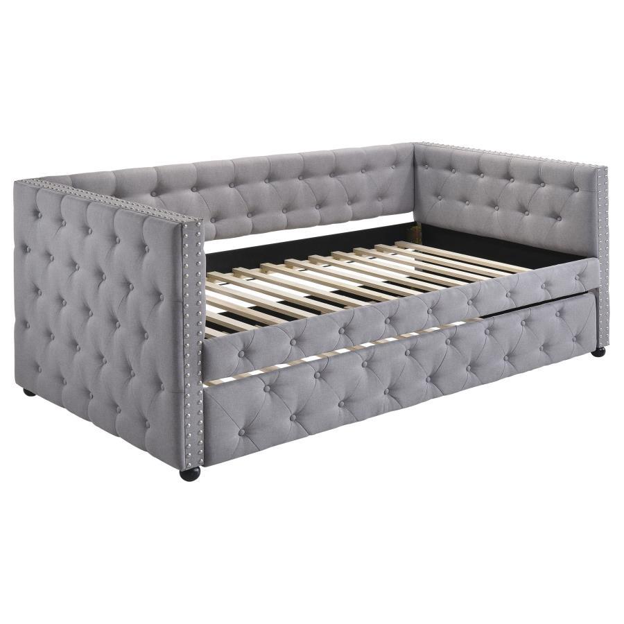 Coaster Fine Furniture Mockern - Upholstered Twin Daybed With Trundle - Gray | Meri Furniture