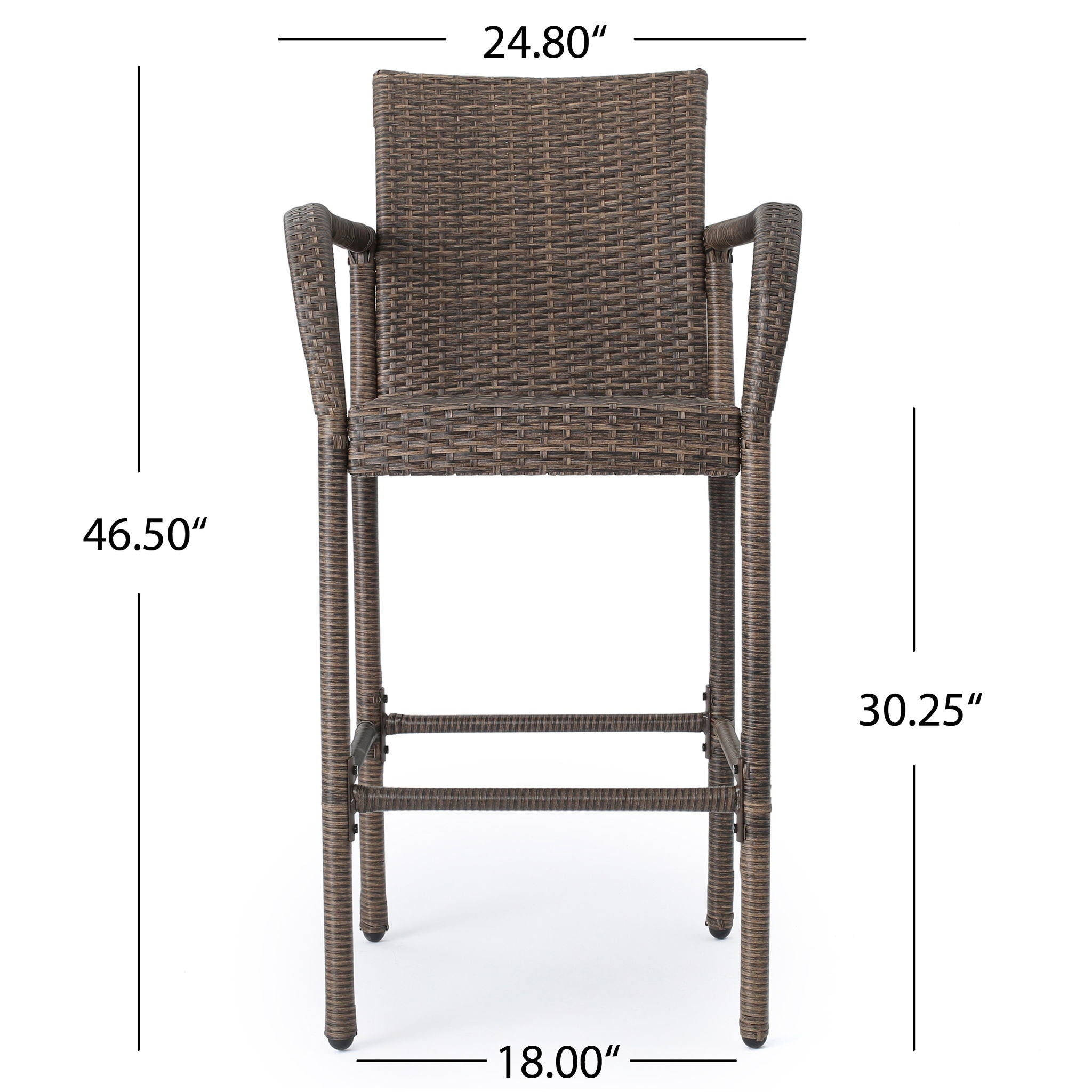 Outdoor Wicker Barstools With Rattan And Iron Frame