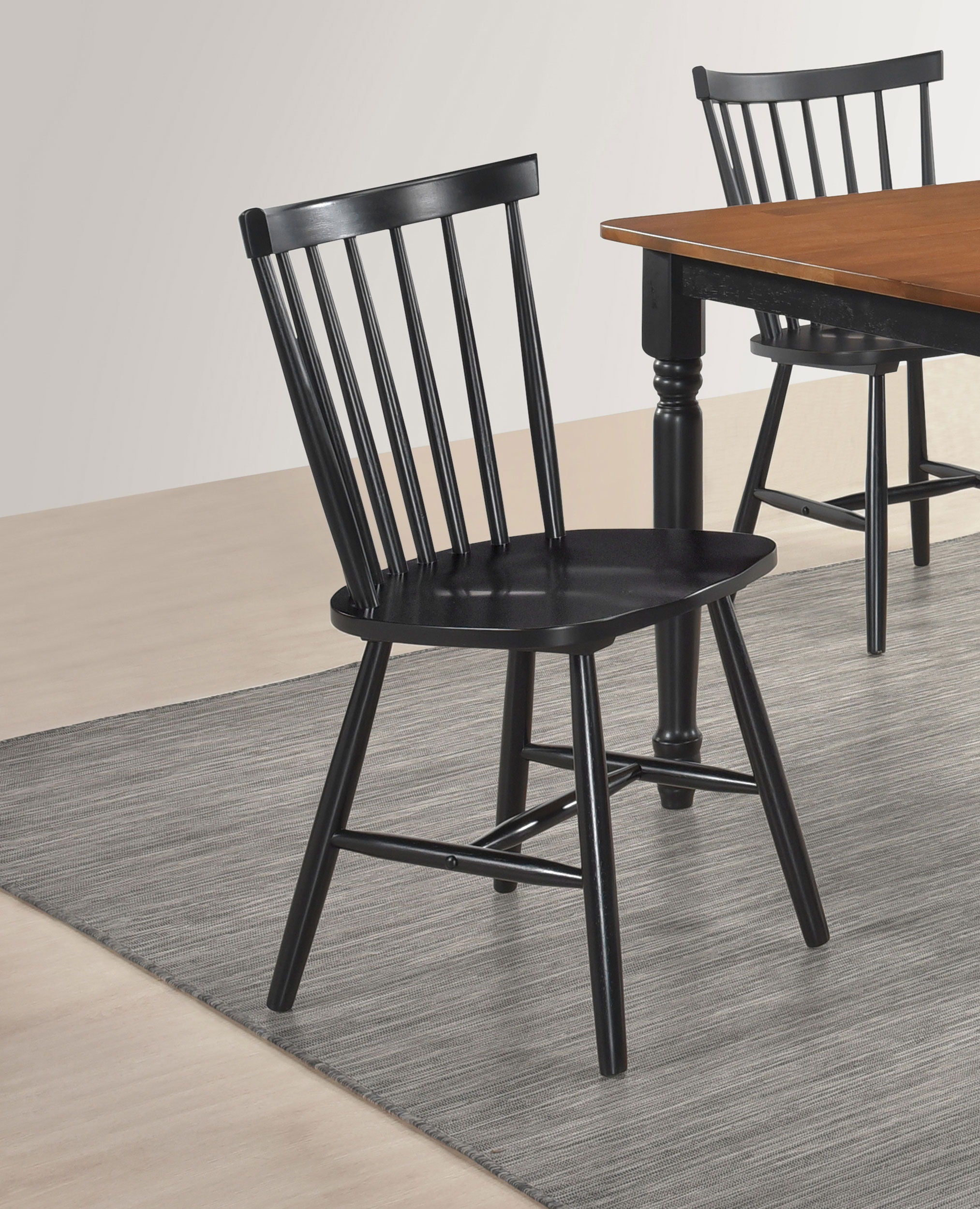 Coaster Fine Furniture Hollyoak - Windsor Wood Dining Side Chair (Set of 2) - Black | Meri Furniture